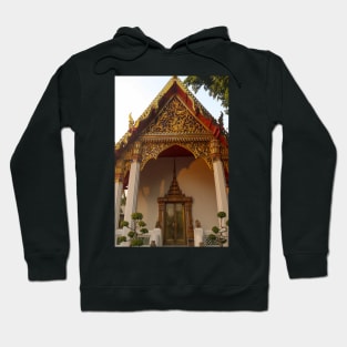 Phra Viharn Kod decorative entrance door and roof at Wat Pho temple. Hoodie